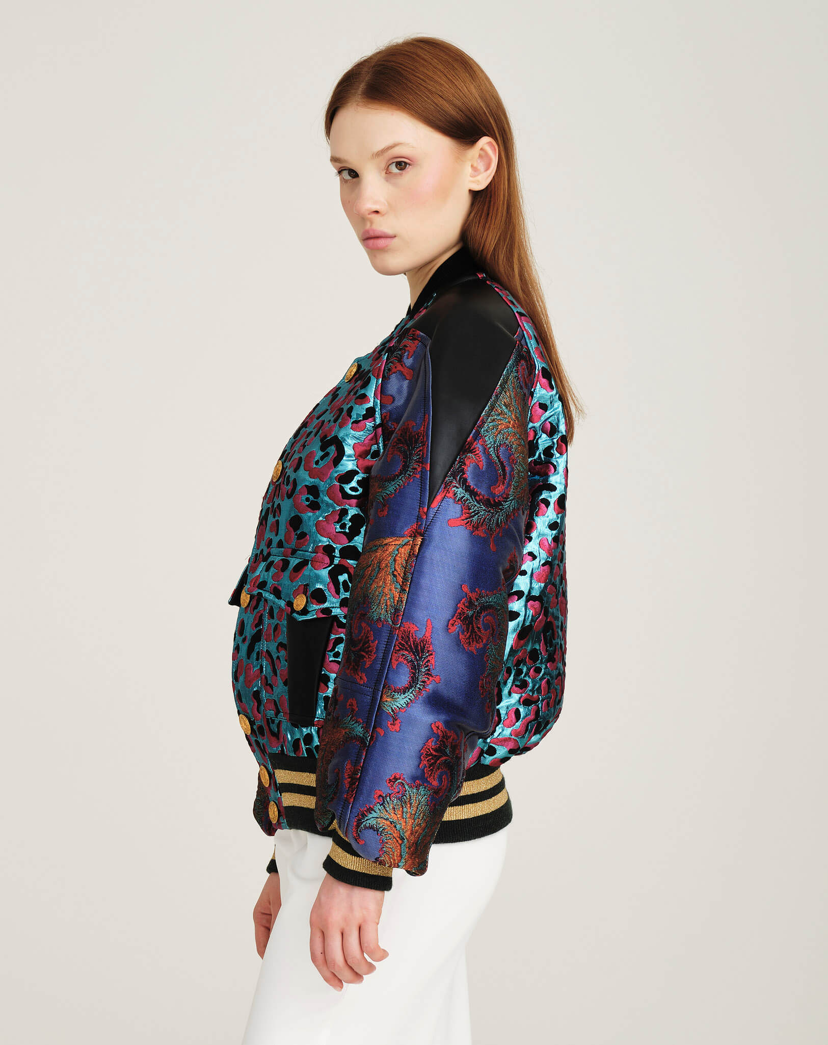 Louis Vuitton - Multicolor Mixed Material Bomber Jacket FR38